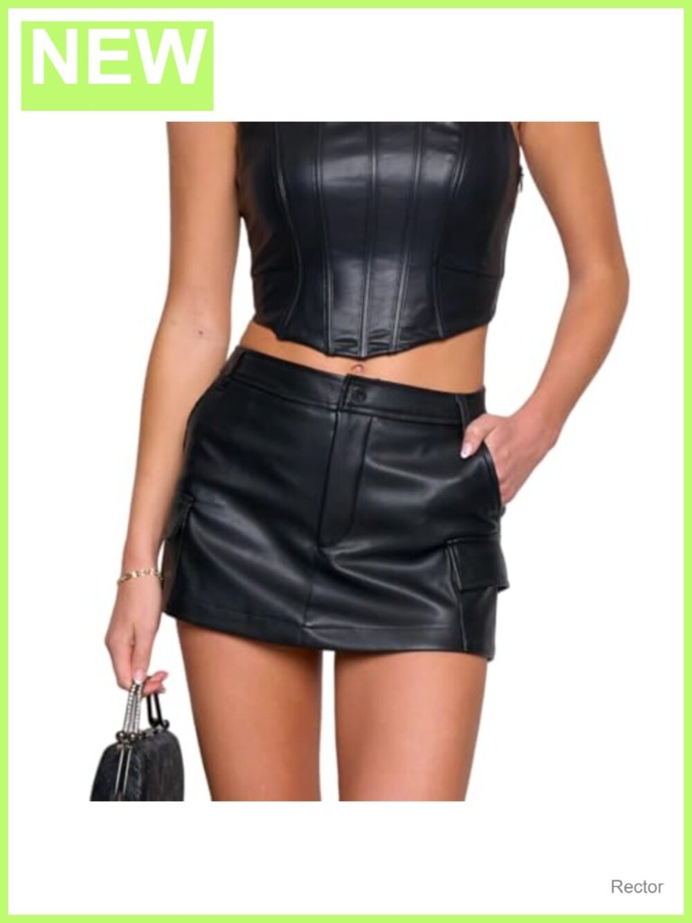 High Waist Faux Leather Skort Mini Bodycon Stretchy Shorts with Pockets